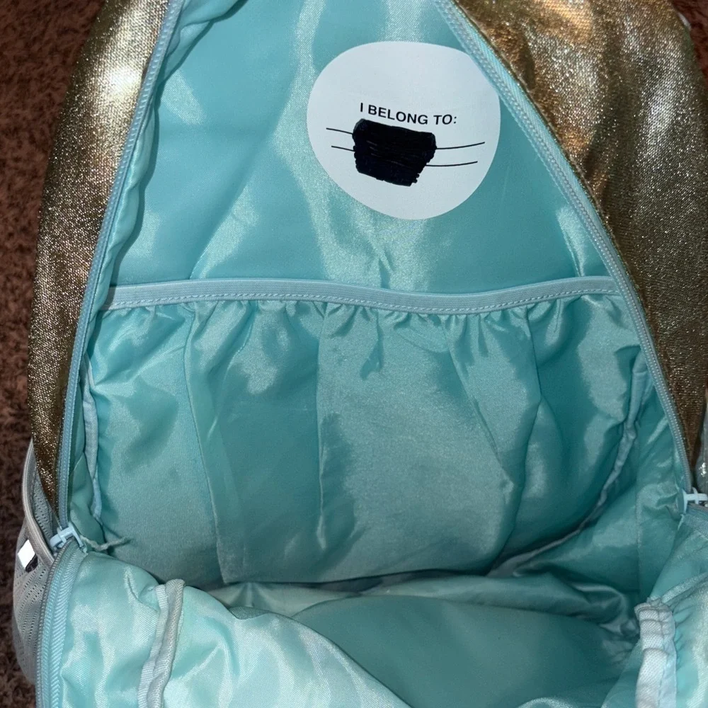 Cat & Jack Shimmering Teal and Gold Kids Backpack